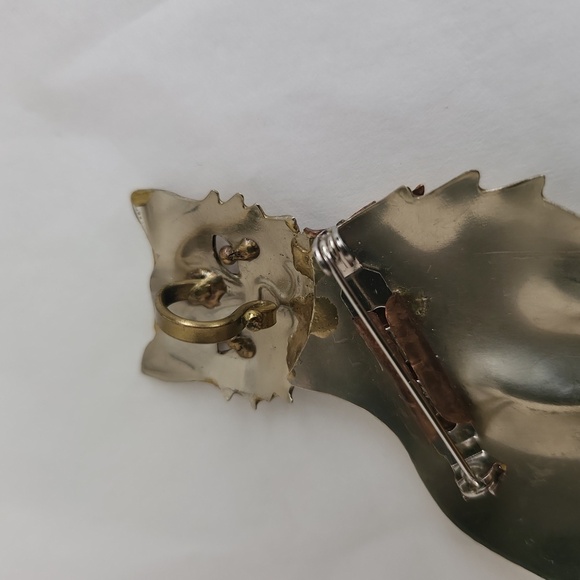 Vintage 90s Art Deco Cat Pendant or Brooch - Picture 6 of 6